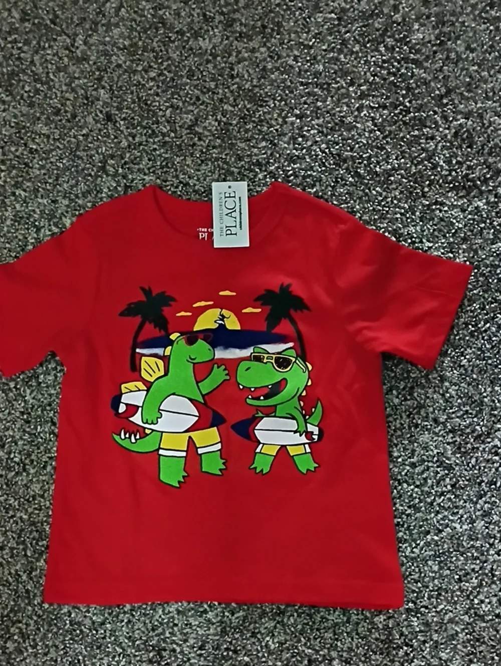 The Children's Place Red Surfing Dino Tee